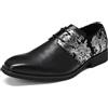 YFFUSHI Scarpe Uomo Formali Punta Affusolata Jacquard Pelle Lucida Derbys Affari Lacci Brogues Traspiranti