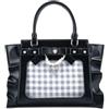 Aunewrick Ita Bag Pin Display Borsa a tracolla Borsa Estetica Borsetta con Fiocco Perla Ita Inserto Display PU Pelle Tote, nero, Medium