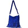 Modarno Borsa a tracolla con frange in camoscio - borsa tracolla donna in pelle scamosciata (Blu elettrico)