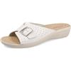 Fly Flot Ciabatta Donna in Morbida Microfibra con Fibbia Regolabile, Fodera Traspirante, Sottopiede in Pelle, Sandali, Bianco, 36 EU