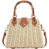 Theaque Borsa estiva in paglia da donna, in rattan, con manico superiore, pochette intrecciata a mano