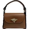 Modarno mini borsa in Vera pelle dollaro con chiusura a moschettone a forma di ape, borchie laterali, catena metallica rimovibile, manico in pelle (Cuoio)