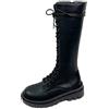 Generico Stivali Donna Alti con Risvolto Stivaletti Antiscivolo Wide Calf Stivaletti Donna in Pelle Eleganti Foderati Casual Rilassato Stivali per Autunno Invernali