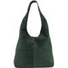 AMBRA Moda WL818, pochette, borsa a tracolla, shopper, da donna, in vera pelle, Verde (verde scuro), X-Large