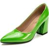 Gicoiz Vernice Tacco a Blocco Donna Appuntito Formal Scarpe Senza Chiusura Sposa Tacco Alto Eleganti Serata Ufficio Pumps Chunky Verde Numero 50 EU-52Cn