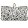 Boutique De FGG Chiusura a Perla Donna Borsa di Cristallo Borse da Sera del Partito con Strass Pochette e Clutch da Sposa con Diamante, Piccolo, Argento