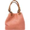 Chicca Borse Borsa a Mano Stampa Intrecciata da Donna con Tracolla in vera pelle made in Italy - 34x29x18 Cm (Rosa B)