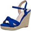 S8DOCFAF Sandali estivi con zeppa da donna, alla moda, per feste, grandi dimensioni, a maglia, zeppa, tacchi alti, infradito, Blu, 44 EU