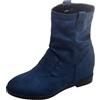 Generic Stivaletti da donna in pelle scamosciata con zeppa - Stivali invernali a mezza altezza a punta - Eleganti stivali da donna comodi con tacco corto alla caviglia, antiscivolo, Z07 blu, 38 EU