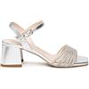 Nero Giardini Sandalo in Pelle con Cinturino. Made in Italy Argento Argento