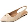 Gicoiz Ufficio Piatto Scarpe Appuntito Donna Lavoro Slingback Dolly Scarpe Comodo Ballerine Sposa Bowknot Pumps Ballerina Senza Chiusura Beige Numero 32 EU
