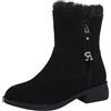 Generisch Stivali invernali da donna, imbottiti, caldi, invernali, invernali, in pelle scamosciata, da cowboy, da equitazione, da trekking, Nero , 36 EU