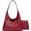 CUNGGI Borse Hobo per Donna Borsa Tote Slouchy Morbida Casual in Pelle PU Borse a Spalla 2 Pezzi Borse a Mano per Lavoro Quotidiano, Rosso, 13.8 x 9.4 x 4.3 (LxHxW) / 35x24x11 (CM), Causale
