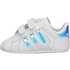 Adidas Superstar Crib, Sneaker Unisex Bambini E Ragazzi, White Blue Iridescent Gold Metallic, 19 EU