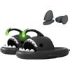 Zureto Angler Fish Shark Slides, Cloud AnglerFish Slides, Sandali originali Shark, Super Soft Glow In The Dark, Nero , 42/43 EU