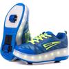 WOHS Scarpe da Ginnastica con Due Ruote e luci LED. Ricaricabile, 16 Effetti di Luce. Ruota Posteriore Automatica. Blu/Verde. Taglia 29