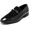 YFFUSHI Mocassini Uomo Patchwork Pelle Lucida & Velvetto con Fibbia Metallica Scarpe Eleganti Loafers Comfort Casual