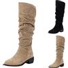 Generic Cowboy Stivaletti da donna in pelle scamosciata - Stivali alti al ginocchio da donna - Stivali sopra il ginocchio - Stivali da equitazione a punta lunga, cachi, 40 EU