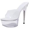 WOkismD Pantofole con Suola Trasparente Tacco Alto 15 CM Sandali Open Toe Cinturino alla Caviglia Scarpe da Sera per Feste da Ballo per Feste di Matrimonio,Bianca,35 EU