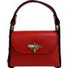 Modarno mini borsa in Vera pelle dollaro con chiusura a moschettone a forma di ape, borchie laterali, catena metallica rimovibile, manico in pelle (Rosso)