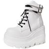 ticticlily Stivaletti Donna Zeppa Alta Caviglia Stivali Plateau Tacco Alto con Stringate Cerniera Laterale Pizzo Fibbia Sneakers Stivali Corti Punk A Tubo Medio con Suola