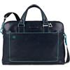 PIQUADRO - Borsa da Lavoro - Con Tracolla - Porta PC 15.6 - In Pelle - Uomo - Colore Blu Notte