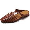 LarDorLin Spiaggia Sandals Donna Chiuse Davanti Pantofole Tacco Basso Mules Braid Ciabatte Estate Alla Schiava Strappy Romano Flip Flops Marrone Numero 41 EU (43 Cn)