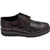 Malu Shoes Scarpe Stringate Uomo Francesina con Ricamo in Vera Pelle Liscia semilucida Bordeaux Derby Suola Alta zigrinata Bicolore