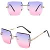 HPIRME Occhiali da sole sfumati senza montatura Occhiali da sole quadrati senza montatura da donna Clear Blue Shades, 6, taglia unica