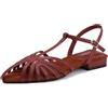 LarDorLin Spiaggia Sandals Donna Chiuse Davanti Pantofole Tacco Basso Mules Braid Ciabatte Estate Alla Schiava Strappy Romano Flip Flops Vino Rosso Numero 41 EU (43 Cn)