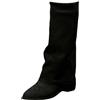 Generic Stivali Donna Invernali Autunnali, Texani Cowboy Stivaletti Alti, Stivali al Ginocchio Donna, Stivaletti con Tacco Punta, Stivaletto Wide Fit con Plateau, Fold Over Boots Marroni