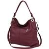 AMBRA Moda Borsa da donna di vera pelle, borsa a spella GL012 (bordò)