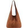 OBC Only-Beautiful-Couture OBC Made in Italy Borsa a Mano da Donna in Pelle Metallic Shopper Hobo-Bag Borsa a Tracolla Argento, Marrone (Pelle Scamosciata), ca.: 43x32x17 cm
