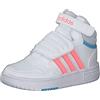 Adidas Hoops Mid 3.0 AC I, Scarpe da Ginnastica Basse Unisex - Bambini, Bianco/Rosso Acido/Sky Rush, 26 EU