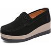 SRUQ Mocassini Donna Loafers in Pelle Nappa Scarpe con Plateau Comode con Zeppa per Camminare alla Guida (Nero, Numeric_35)