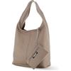 MARINA GALANTI, Borsa Hobo Donna in 100% Vera Pelle Martellata, Made in Italy, 40x37x14 cm, Beige, Chiusura con Zip, Manico 26 cm, Pouch Interno