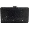 Boutique De FGG Elegante Borsa da Sera con Cristalli per Donna Borse Serali Formale con Strass Stilosa Borsa a Scatola Borsa da Sposa, Piccolo, Nero