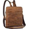 STILORD 'Sienna' 2-in-1 Donna Zaino e Borsa a Tracolla Pelle Vintage Borsa a Spalla Vera Cuoio Borsetta Casuale per Tempo Libero e Città, Colore:seppia - marrone