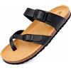 GONKOS®, Sandali Infradito in Pelle, Sottopiede Anatomico in Sughero, Vera Pelle, Sughero Naturale, Fibbia Regolabile, Infradito Unisex, Sandali di Qualità Made in Spain, Colore Nero Taglia 36