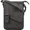 ROYALZ 'Louisiana' borsello tracolla in pelle per uomo piccola borsa vero cuoio stil vintage massaner elegante mini, Colore:Navy Grigio