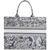 MOMEITU Moda lusso tote bag cotone lino una borsa a spalla grande capacità jacquard ricamo retrò squisito graffiti, nero, Large