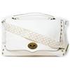 Emila Borsa bianca donna con borchie tracolla a mano borchiata da lavoro ufficio tipo bag messenger postina grande capiente porta documenti shopping shopper ecopelle Bianco
