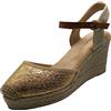 Miro Travel Wear Miro Boho Chic Donna Piattaforma Iuta Sandali Zeppe Sparto con Pizzo E Cinturino alla Caviglia Scarpe Sposa Espadrillas Matrimonio. Bohemien, Dorato Spiga, 41 EU
