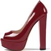 Mettesally Scarpe da Donna - Donna Decolté Peep Toe - Tacco a Blocco 15CM - Plateau Scarpe Burgundy EU40