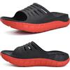 KuaiLu Sandali di Recupero Uomo con Comode Ortopediche Fascite Plantare Supporto Arco Ciabatte Aperte Leggero Sportivi Ciabatta Estive Mare Spiaggia Piscina Doccia Sandalo Nero Rosso 41