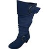 Generic Stivaletti da donna con tacco - Tronchetto con cerniera laterale, a mezza altezza, con fibbia, in pelle scamosciata, con tacco a imbuto, stile vintage, Blu marino, 37 EU