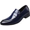 OBiQuzz Scarpe da uomo per lavoro, in pelle, per matrimonio, smoking, da uomo, in pelle, per il tempo libero, mocassino, slip on, Blu, 42 EU