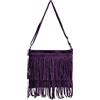 Modarno Borsa a tracolla con frange in camoscio - borsa tracolla donna in pelle scamosciata (Viola)