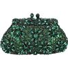 Boutique De FGG Fiore Pochette e Clutch Cristallo Donne Borse da Sera Corona Sposa Borsetta da Matrimonio com Strass,Mini,Verde