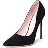 GENSHUO Décolleté da donna a punta chiusa a spillo con tacco alto sexy da 11,9 cm, senza lacci, per feste e matrimoni, Vegan Suede Nero, 38 EU